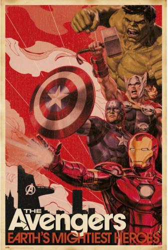 Yourdecoration Grupo Erik Marvel Avengers Earths Mightiest Heroes Poster 61x91,5cm