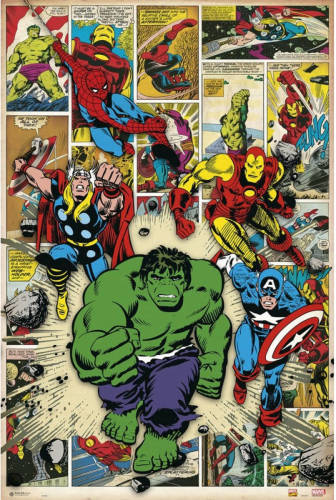 Yourdecoration Grupo Erik Marvel Comics Here Come The Heroes Poster 61x91,5cm