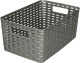 Forte Plastics Rotan Gevlochten Opbergmand/opbergbox Kunststof - Zilver - 19 X 29 X 13 Cm - Opbergbox