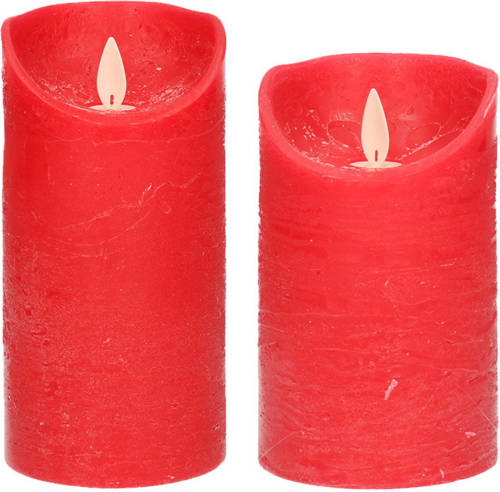 Anna's Collection Set Van 2x Stuks Rode Led Kaarsen Met Bewegende Vlam - Led Kaarsen