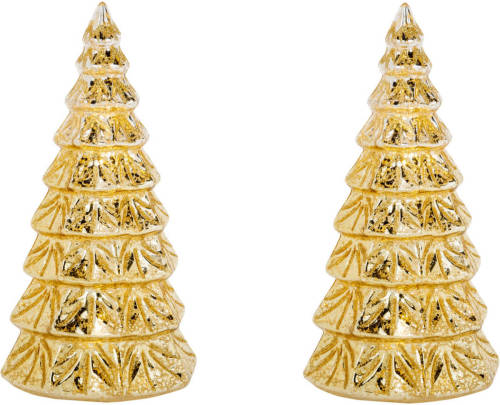 Cosy and Trendy 2x Stuks Led Kaarsen Kerstboom Kaars Goud D10 X H23 Cm - Led Kaarsen