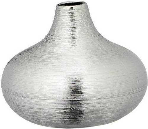 Shoppartners Ronde Bol Bloemenvaas Zilver Van Keramiek 13 X 16 Cm - Vazen