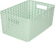 Forte Plastics Rotan Gevlochten Opbergmand/opbergbox Kunststof - Mintgroen - 19 X 29 X 13 Cm - Opbergbox