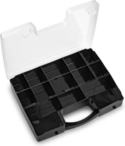 Forte Plastics Opbergkoffertje/opbergdoos/sorteerbox 13-vaks Kunststof Zwart 27 X 20 X 3 Cm - Opbergbox
