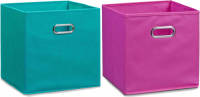 Shoppartners Set Van 4x Stuks Opbergmanden/kastmanden 32 X 32 Cm Petrol En Roze - Opbergmanden