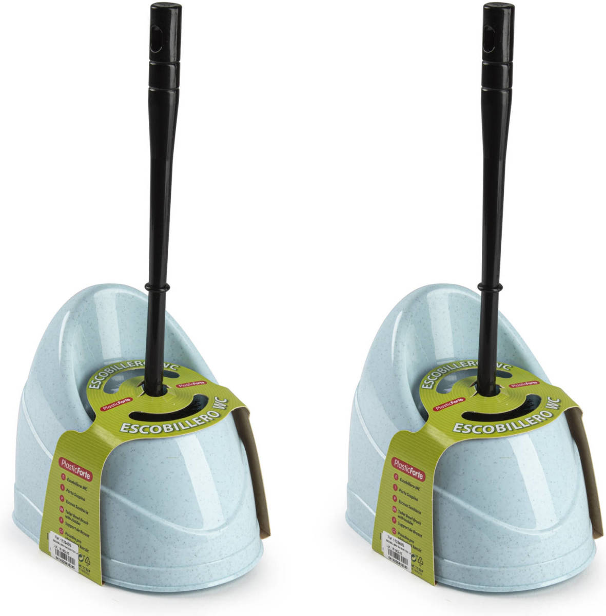 Forte Plastics 2x Stuks Toiletborstels/wc-borstels Met Houder 45 Cm Blauw/zwart - Toiletborstels