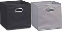 Shoppartners Set Van 4x Stuks Opbergmanden/kastmanden 32 X 32 Cm Zwart En Grijs - Opbergmanden