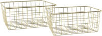 Shoppartners Set Van 2x Stuks Industriele Draadmand/opbergmand Goud 24 X 18 X 10 Cm - Opbergmanden