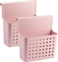 Forte Plastics Set Van 2x Stuks Badkamer/keuken Hang Opbergmandjes/organizers Roze 26 X 24 Cm - Opbergmanden
