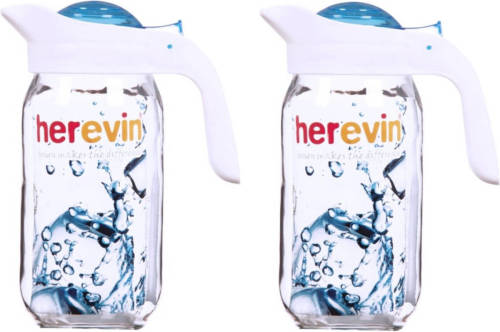Shoppartners 2x Stuks Glazen Schenkkan/karaf Met Deksel Van 1 Liter - Schenkkannen