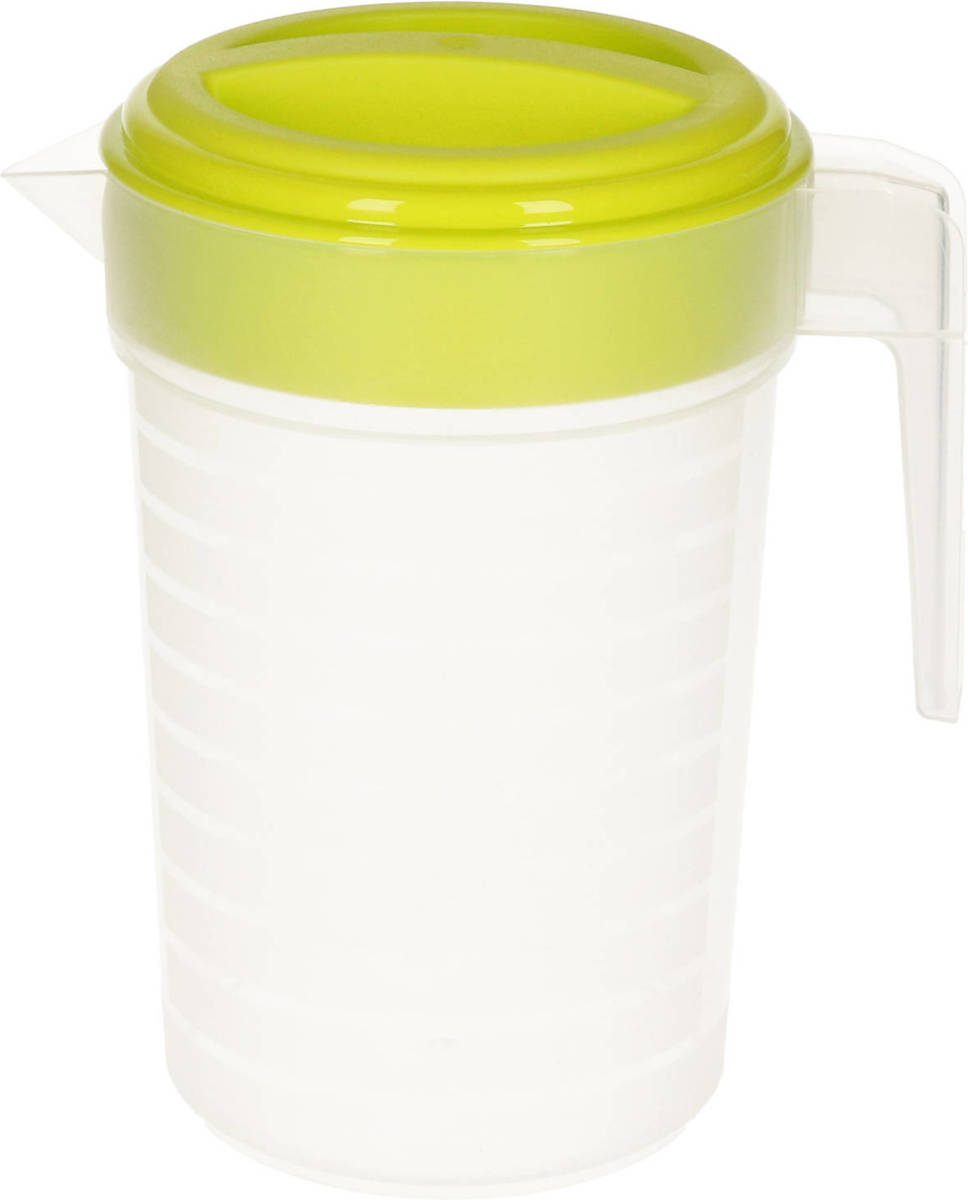 Forte Plastics Waterkan/sapkan Transparant/groen Met Deksel 1 Liter Kunststof - Schenkkannen