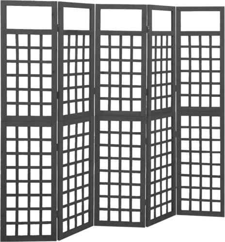 VidaXL Kamerscherm/trellis Met 5 Panelen 201,5x180 Cm Vurenhout Zwart