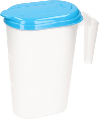 Forte Plastics Waterkan/sapkan Transparant/blauw Met Deksel 1.6 Liter Kunststof - Schenkkannen