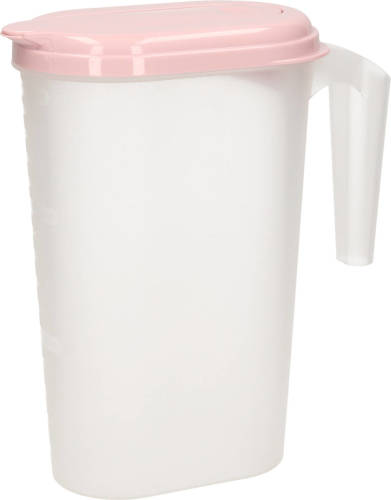 Forte Plastics Waterkan/sapkan Transparant/roze Met Deksel 1.6 Liter Kunststof - Schenkkannen