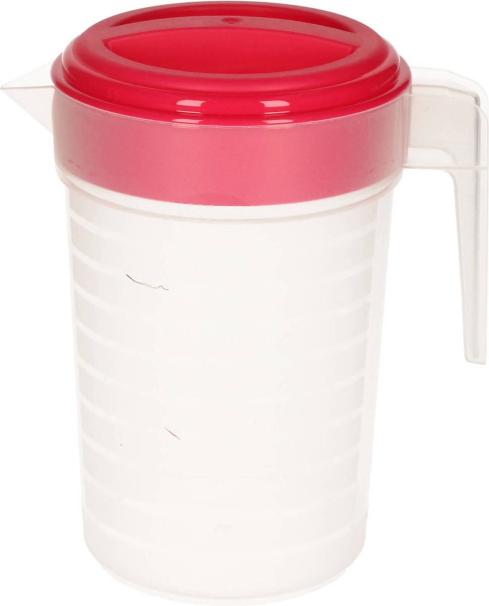 Forte Plastics Waterkan/sapkan Transparant/fuchsia Roze Met Deksel 1 Liter Kunststof - Schenkkannen