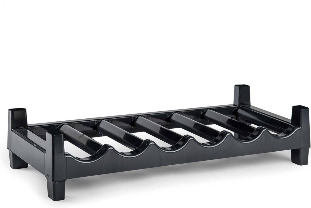Forte Plastics 1x Laag Kunststof Wijnrek/flessenrek Antraciet 60,5 X 24,5 X 12,5 Cm - Wijnrekken