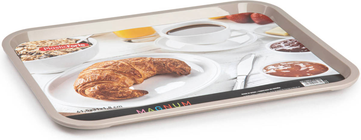 Forte Plastics Dienblad/serveerblad In Taupe/beige Kunststof 41 X 31 Cm - Dienbladen