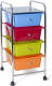 Shoppartners Trolley/kastje Met 4 Gekleurde Lades En Plank 36 X 76 Cm Van Kunststof - Opberg Trolley