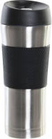 Shoppartners Rvs Thermosbeker/isoleerbeker Zilver/zwart Dubbelwandig 450 Ml - Thermosbeker