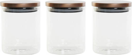 Shoppartners Set Van 3x Stuks Glazen Voorraadpotten/voorraadbussen 650 Ml - Voorraadpot