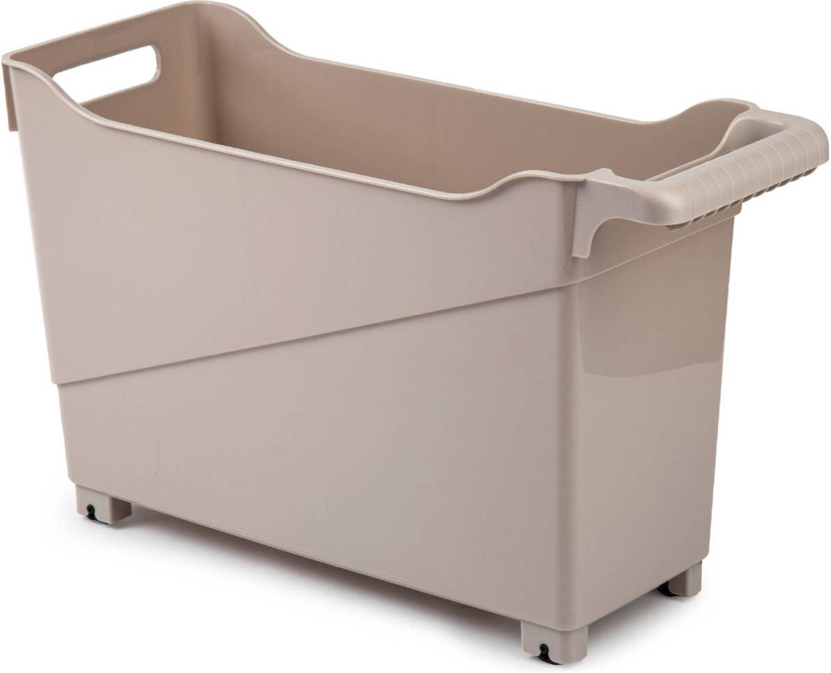 Forte Plastics Kunststof Trolley Licht Bruin Op Wieltjes L45 X B17 X H29 Cm - Opberg Trolley