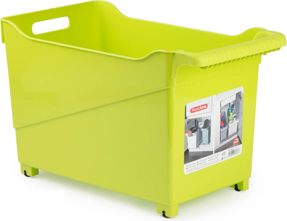 Forte Plastics Kunststof Trolley Lime Groen Op Wieltjes L45 X B24 X H27 Cm - Opberg Trolley