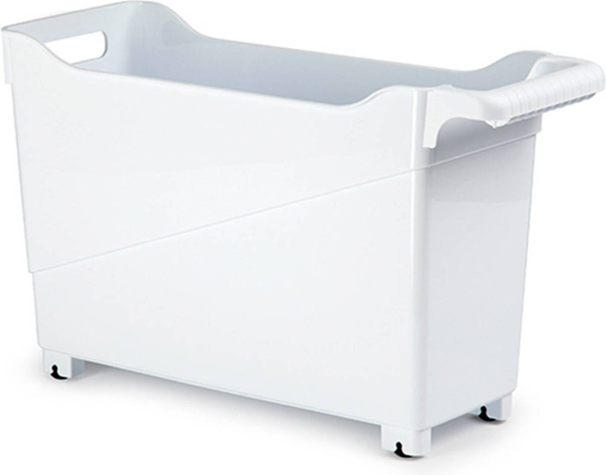 Forte Plastics Kunststof Trolley Wit Op Wieltjes L45 X B17 X H29 Cm - Opberg Trolley