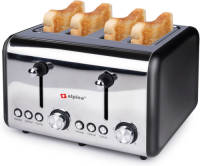 Alpina Broodrooster - 4 Snedes Brood - 1500w - 6 Bruiningsstanden - Ontdooien - Opwarmen - Zilver