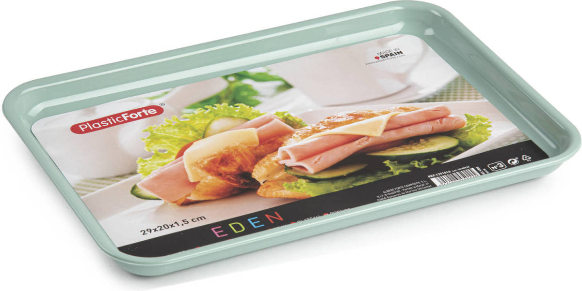 Forte Plastics Dienblad/serveerblad In Mintgroen Kunststof 29 X 20 Cm - Dienbladen