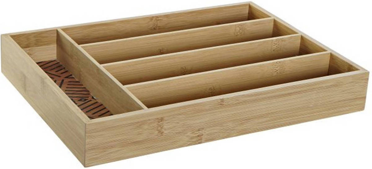 Shoppartners Bamboe Houten Bestekbak/lade Met Patroontje In De Vakjes 35.5 X 25.5 X 5 Cm - Bestekbakken
