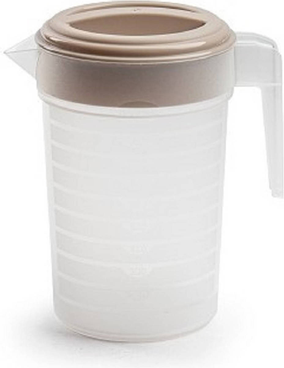 Forte Plastics Waterkan/sapkan Transparant/taupe Met Deksel 1 Liter Kunststof - Schenkkannen
