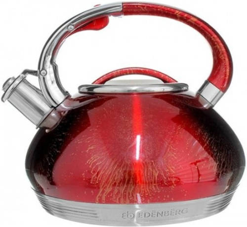 EDENBERG Red Line - Rvs Luxe Fluitketel - 3.5 Liter - Voorzien Van 7-laags Bodem! - Rood, Rvs