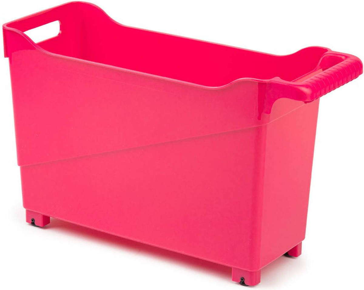 Forte Plastics Kunststof Trolley Fuchsia Roze Op Wieltjes L45 X B17 X H29 Cm - Opberg Trolley