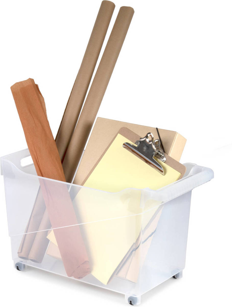 Forte Plastics Kunststof Trolley Transparant Op Wieltjes L45 X B24 X H27 Cm - Opberg Trolley