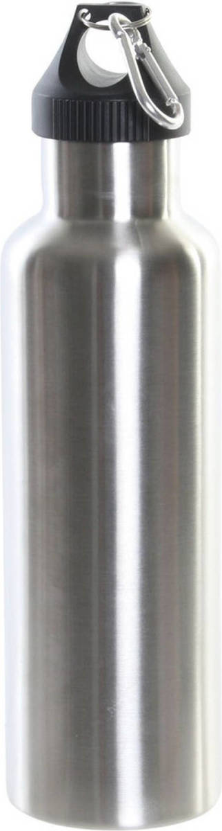 Shoppartners Rvs Thermosfles/isoleerfles Zilvergrijs Met Schroefdop En Karabijnhaak 750 Ml - Thermosflessen