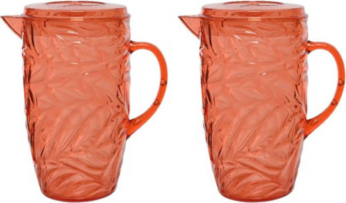 Decoris 2x Stuks Schenkkan Rood Met Deksel 1,6 Liter - Schenkkannen
