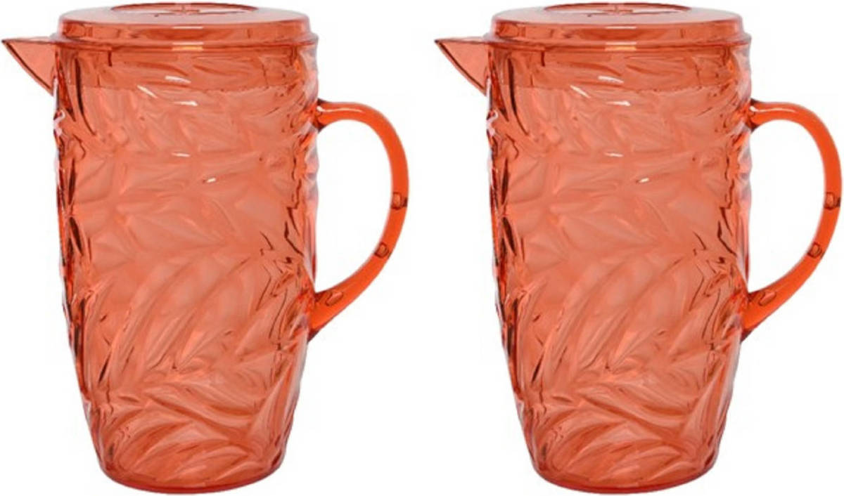 Decoris 2x Stuks Schenkkan Rood Met Deksel 1,6 Liter - Schenkkannen