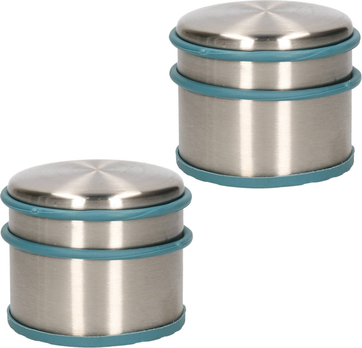 Alpina 2x Stuks Deurstopper Van 1.1 Kilo Staal Met Blauwe Kunststof Rand 9 X 7 Cm - Deurstoppers