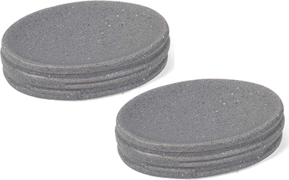 Shoppartners Set Van 2x Stuks Zeephouders/zeepbakjes Grijs Keramiek 13 Cm - Zeephouders