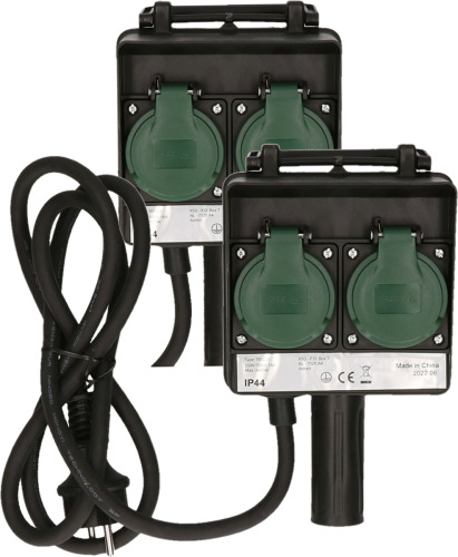 Lumineo 2x Stuks Tuinstekkerdozen/tuincontactdozen Op Steker Met Timer 1.5 Meter - Stekkerblokken