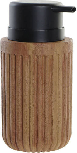 Shoppartners Zeeppompje/zeepdispenser Hout Look Chocolade Bruin Kunststof 350 Ml - Zeeppompjes