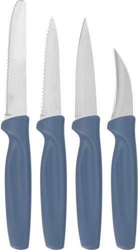 4-delige Rvs Messenset Met Blauw Kunststof Handvat - Messenset