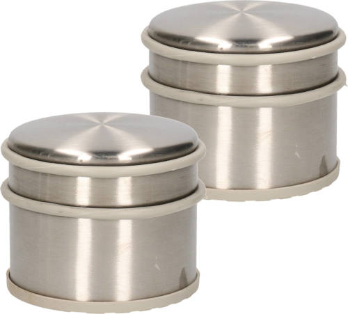 Alpina 2x Stuks Deurstopper Van 1.1 Kilo Staal Met Grijs Kunststof Rand 9 X 7 Cm - Deurstoppers
