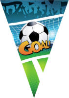 Bellatio Decorations Voetbal Thema Vlaggetjes Slinger/vlaggenlijn Groen/blauw Van 5 Meter - Vlaggenlijnen