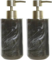 Shoppartners 2x Stuks Zeeppompjes/zeepdispensers Marmer Look Grijs Kunststof 300 Ml - Zeeppompjes