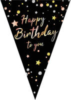 Bellatio Decorations Happy Birthday Vlaggetjes Slinger/vlaggenlijn Zwart Van 5 Meter - Vlaggenlijnen