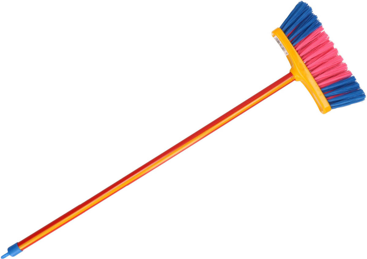 Shoppartners Kunststof Kamer Kinderbezem Blauw/roze Met Steel 61 Cm - Bezem
