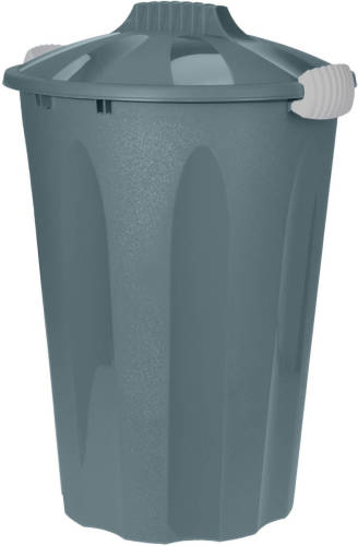 Shoppartners Kunststof Wasmand Met Deksel Rond Groen 40 Liter - Wasmanden