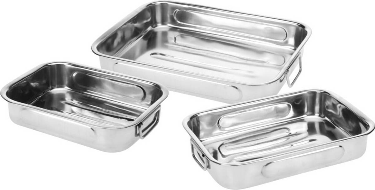 Excellent Houseware Set Van 3x Stuks Rvs Braadsledes/ovenschalen - Braadsleses