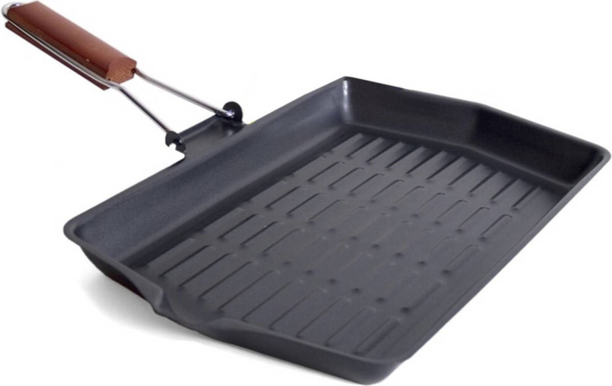 San Ignacio Zwarte Grillpan/braadschaal 38 X 45 Cm Met Anti-aanbak Laag En Houten Handvat - Grilpannen